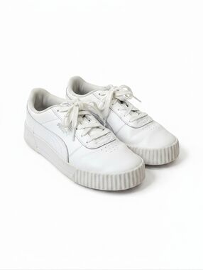 Puma Carina White Leather Platform Sneakers Women’s 9 Casual Shoes